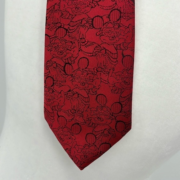 Vintage Disney Mickey Mouse Wearing Sunglasses Necktie Red & Black - Picture 1 of 6
